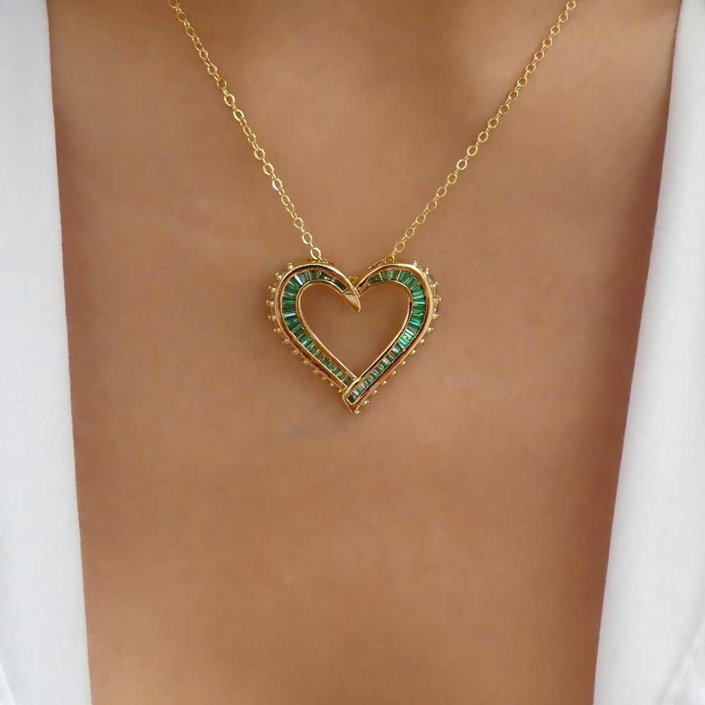 Crystal Betty Heart Necklace (Emerald)