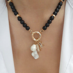 Katie Pearl Necklace (Black)