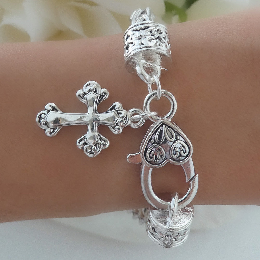 Silver Cross Charm Bracelet
