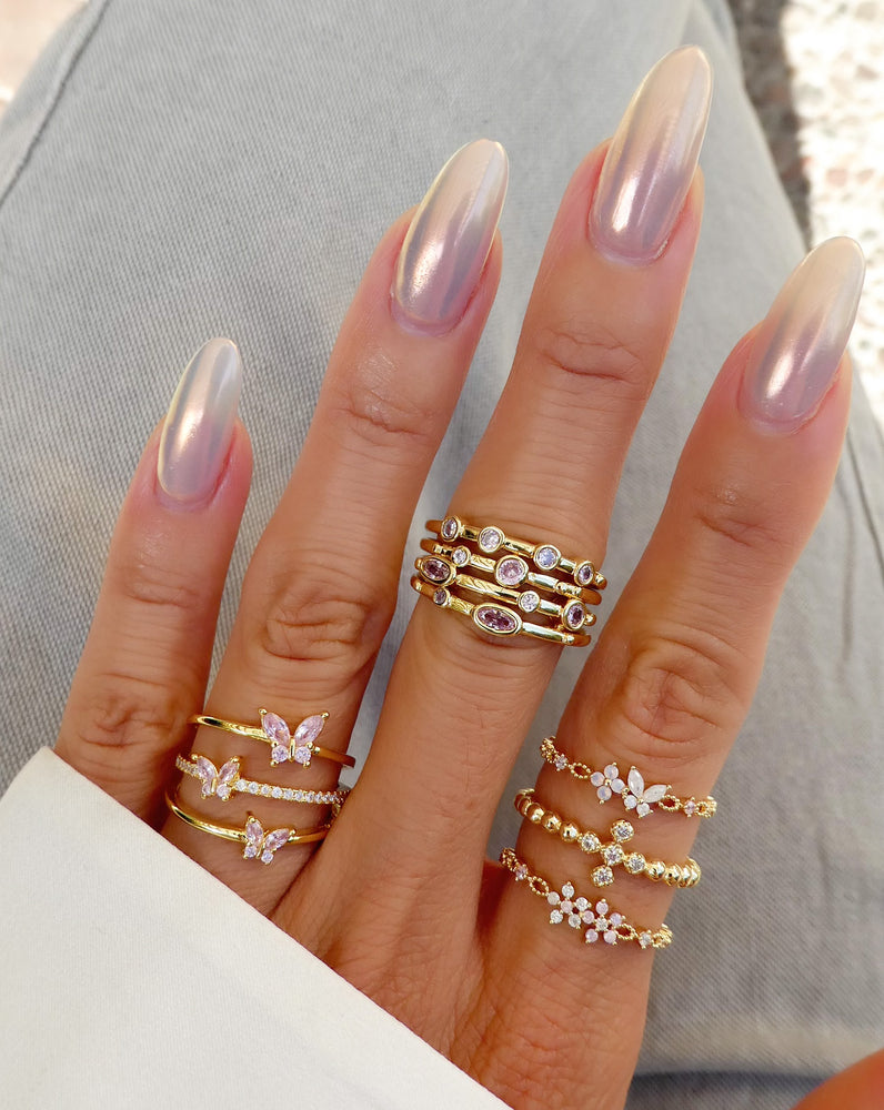 Crystal Jenna Butterfly Ring (Pink)