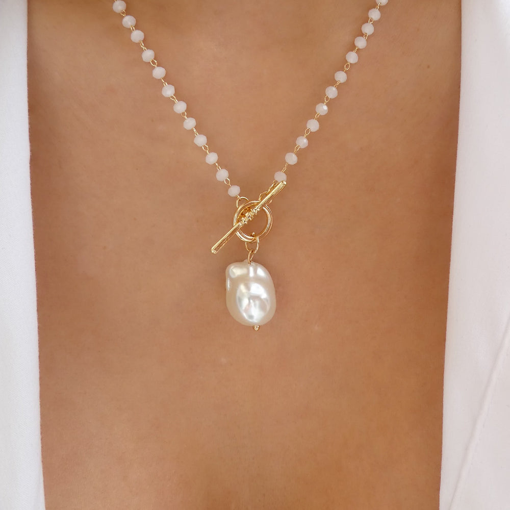 White Bead & Pearl Necklace