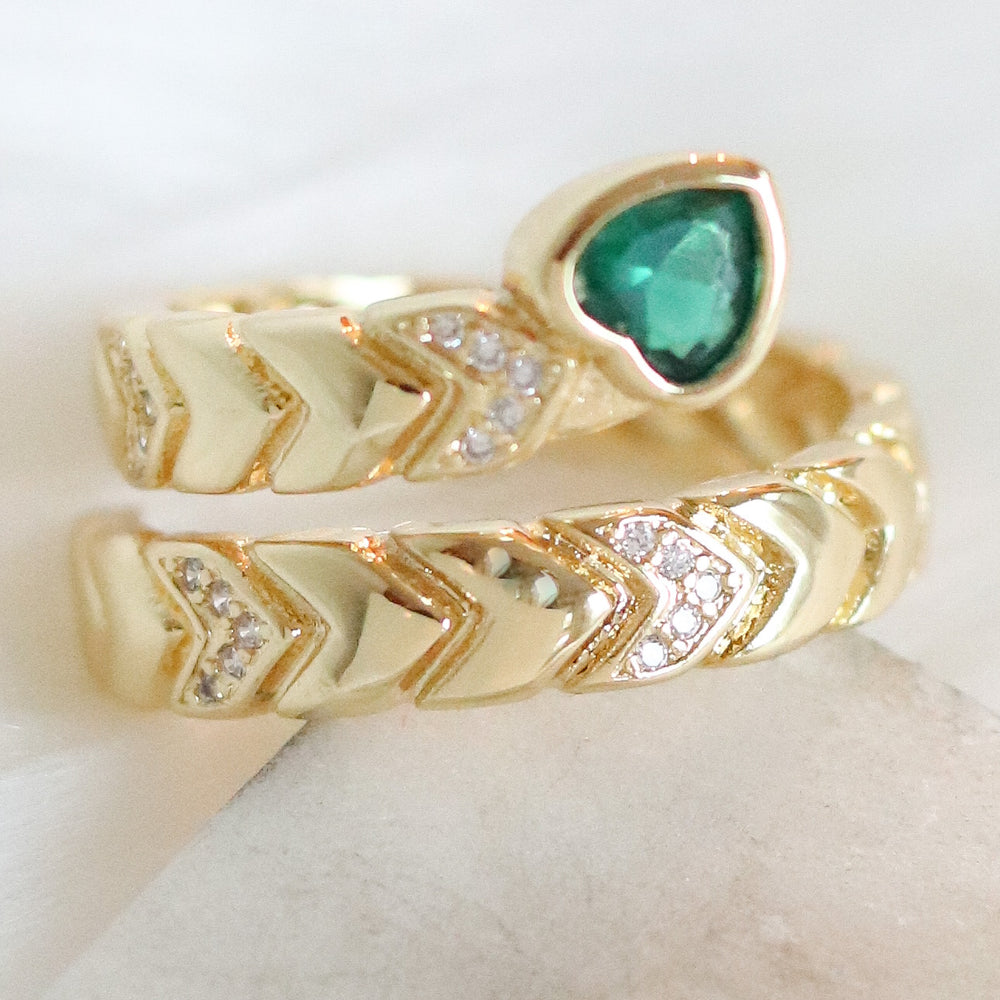 Crystal Lala Heart Ring (Emerald)