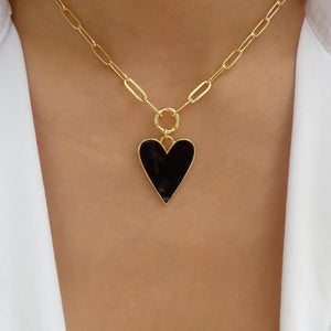 Nalia Heart Necklace (Black)