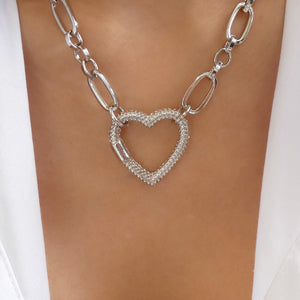Crystal Karla Heart Necklace (Silver)
