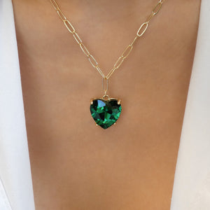 Simple Declan Heart Necklace (Emerald)