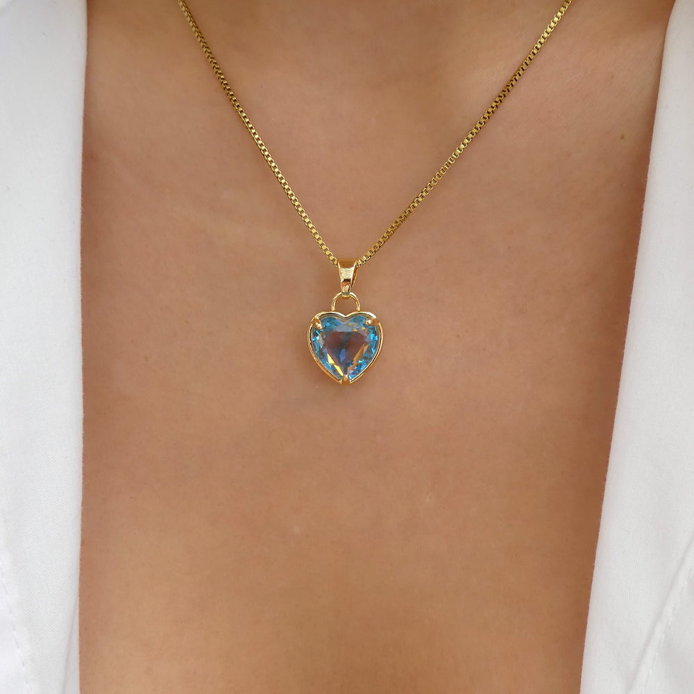 Cyndi Heart Necklace (Blue)