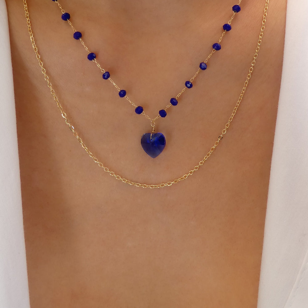 Drew Heart Necklace (Blue)
