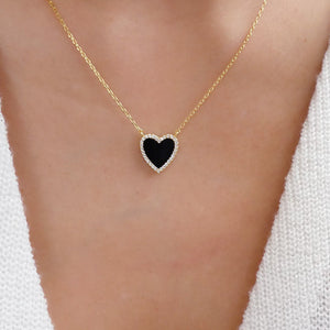 Harley Crystal Heart Necklace (Black)