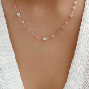 Elaine Pearl Necklace (Pink/Purple)