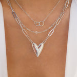Cooper Heart Necklace Set (Silver)