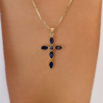 Blue Jaelyn Cross Necklace