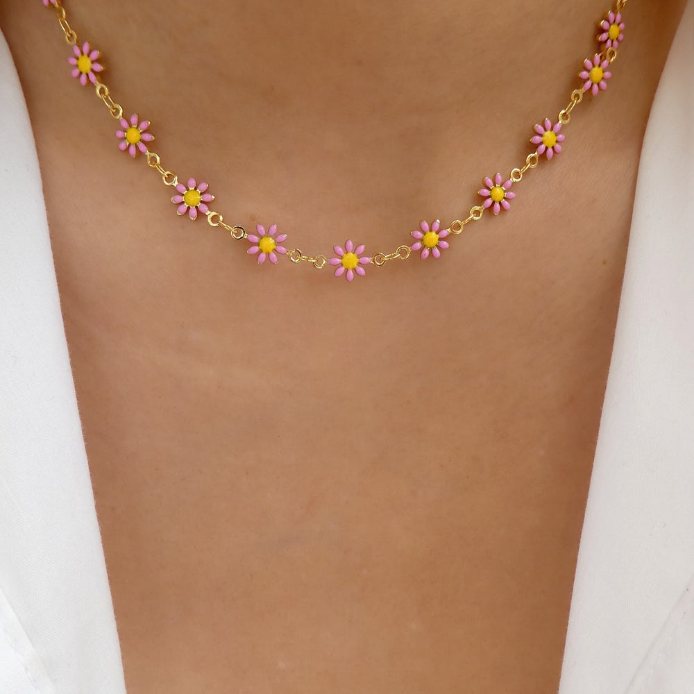 Summer Daisy Necklace (Pink)
