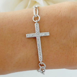 Simple Silver Cross Bracelet