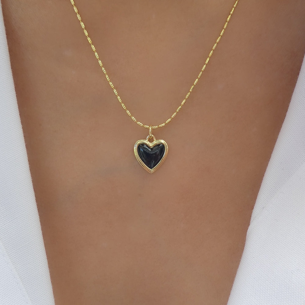 Megan Heart Necklace (Black)