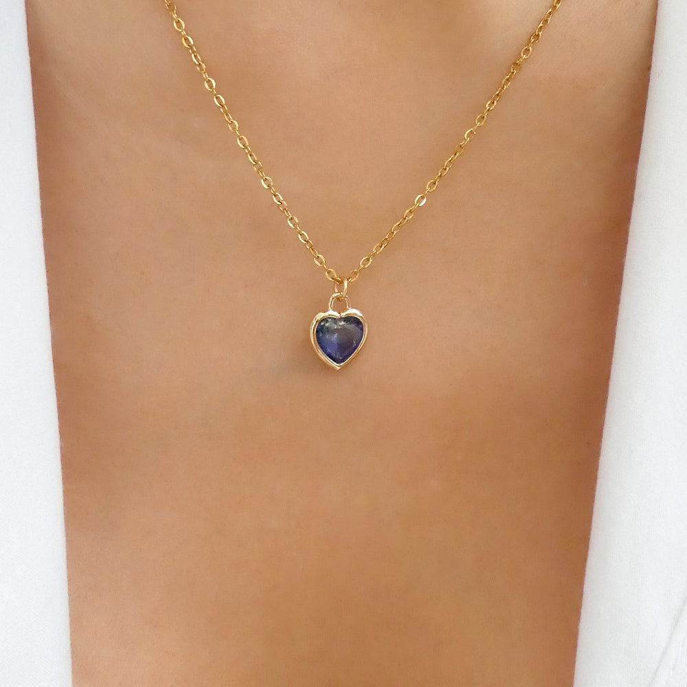 Small Catrina Heart Necklace (Blue)