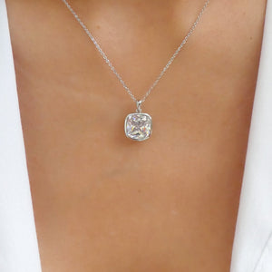 Silver Square Crystal Necklace