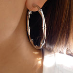 Silver Bamboo Hoops