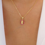 Mini Mary Coin Necklace (Hot Pink)