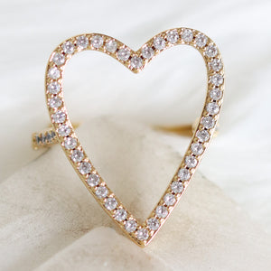Crystal Jersey Heart Ring