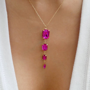 Simple Drop Necklace (Pink)
