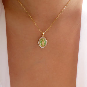 Iridescent Mary Necklace (Green)
