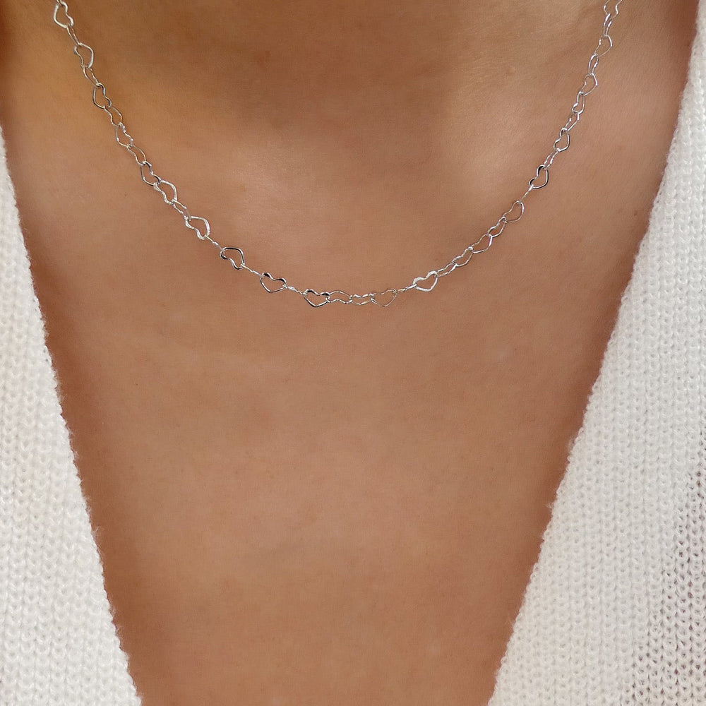 Simple Small Heart Necklace (Silver)