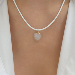 Zina Heart Necklace (White)