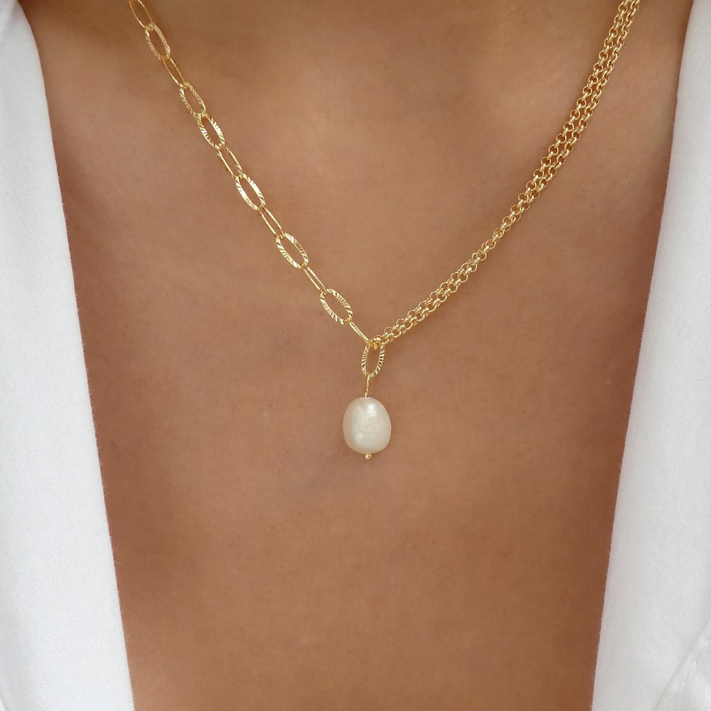18K Pearl Link Necklace