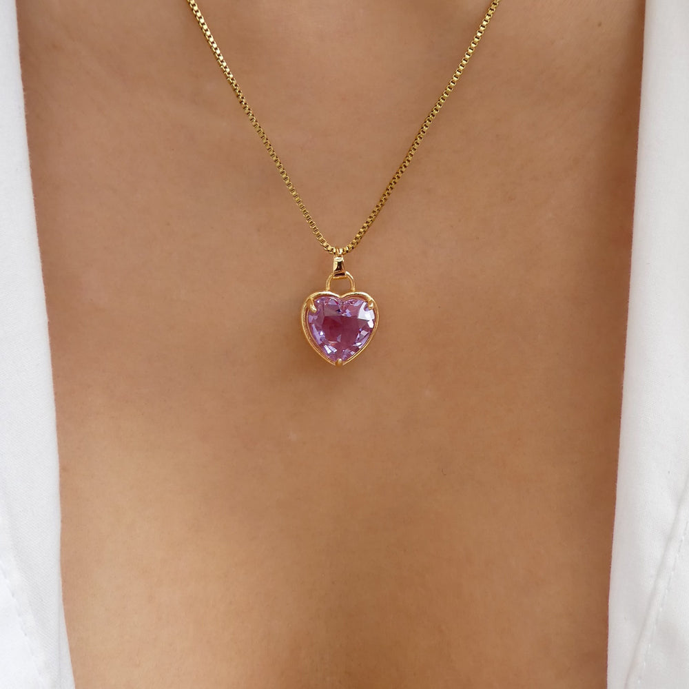 Cyndi Heart Necklace (Purple)