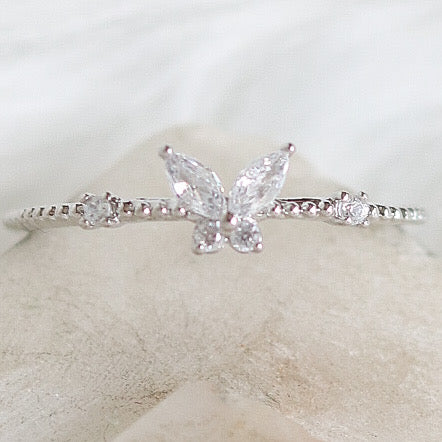 Mini Crystal Chana Butterfly Ring (Silver)