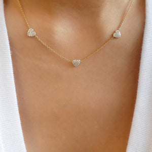 Crystal Heart Row Necklace