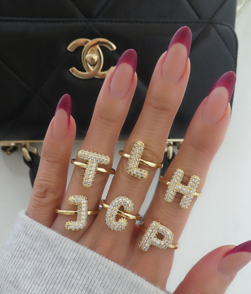 Crystal Letter Ring (H)
