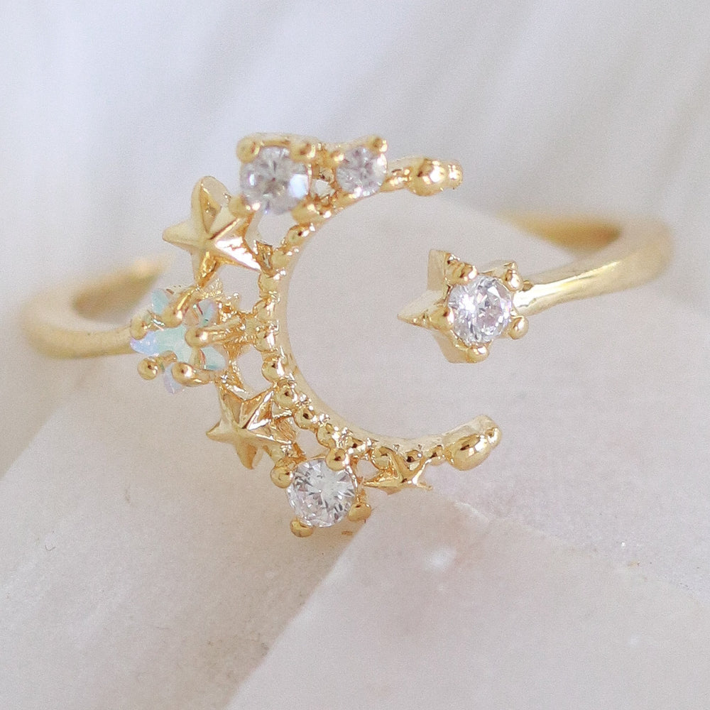 Crystal Carly Moon Ring