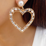 Crystal Pearl Heart Earrings