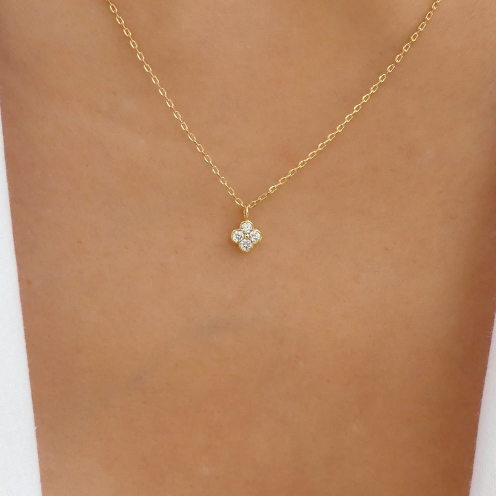 Mini Crystal Clover Necklace
