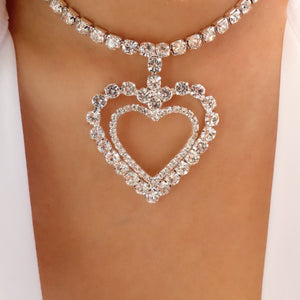 Crystal Alicia Heart Necklace (Silver)