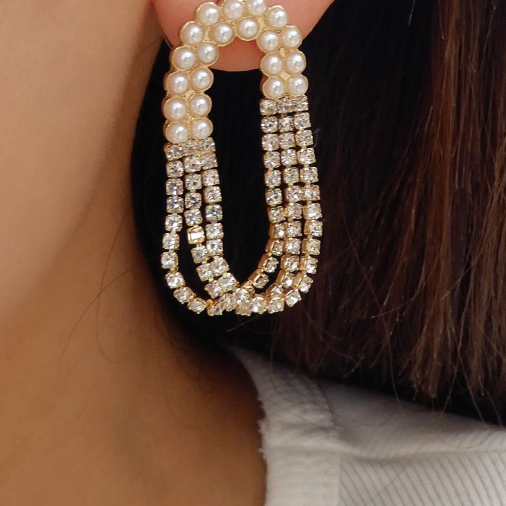 Christina Pearl & Crystal Earrings