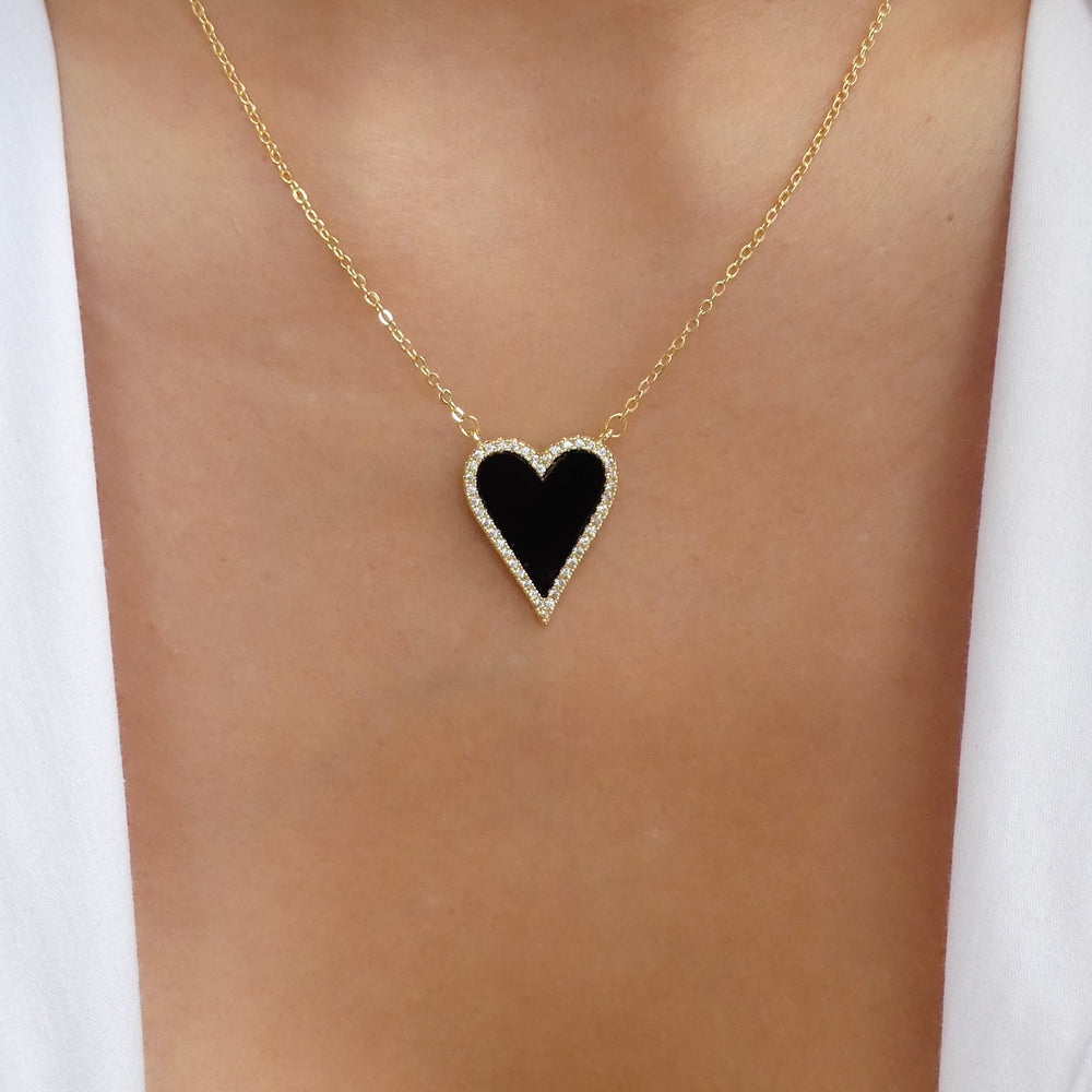 Abby Heart Necklace (Black)