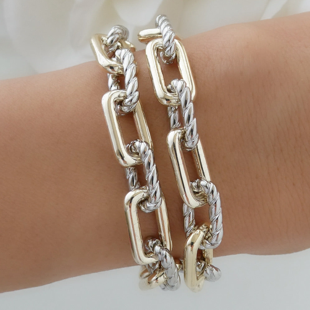 アクセサリー Gold & Silver Combination Chain Bracelet Silver & Gold Double Link Bracelet – Love Stylize