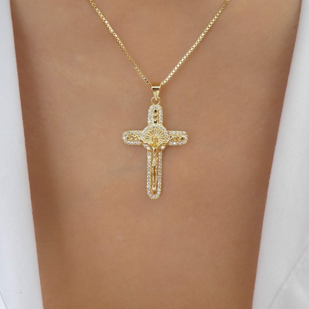 Crystal Crucifix Pendant Necklace
