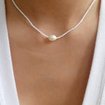 Gretchen Bead & Pearl Necklace (White)