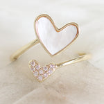 Double Crystal Heart Ring