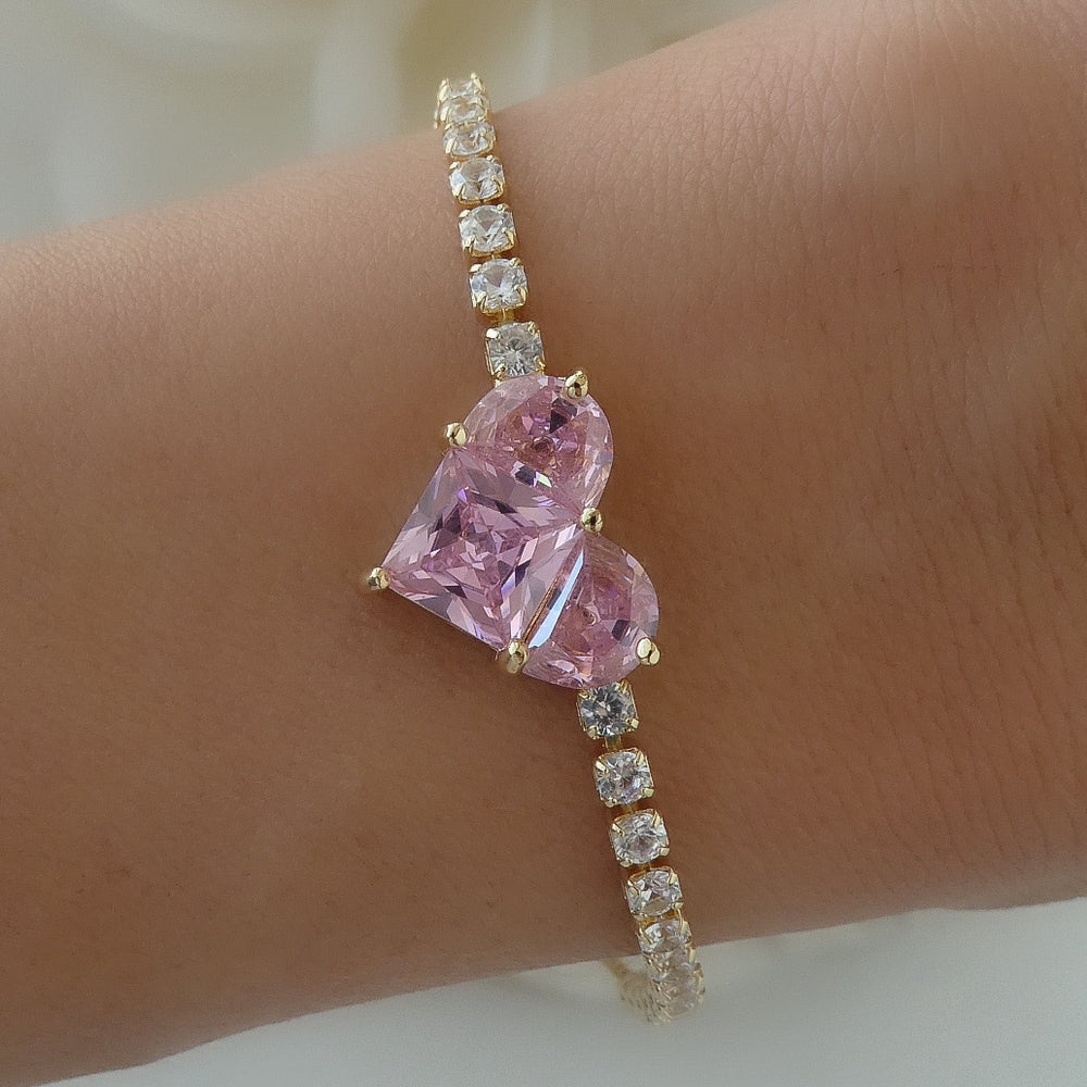 Crystal Enza Heart Bracelet (Pink)