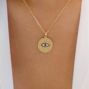 Blue Eye Coin Necklace