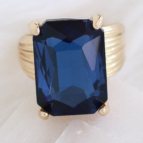 Crystal Naomi Ring (Dark Blue)