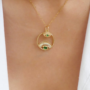 Double Eye Necklace (Emerald)