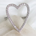 Crystal Jersey Heart Ring (Silver)
