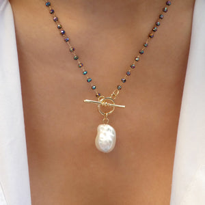 Iridescent Bead & Pearl Necklace