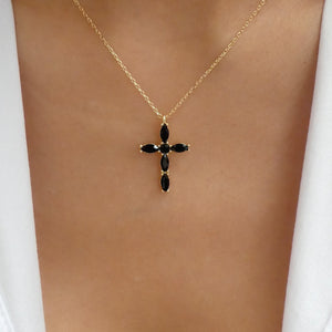 Morocco Cross Necklace (Black)