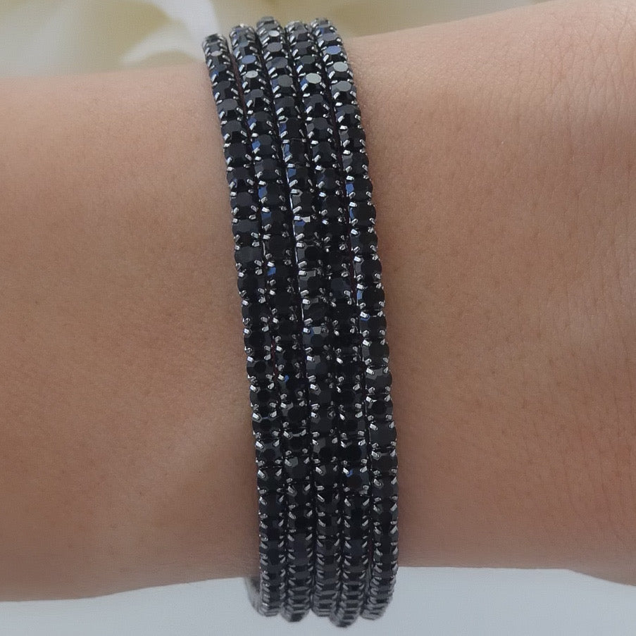 Simple Crystal Bracelet Set (Black)